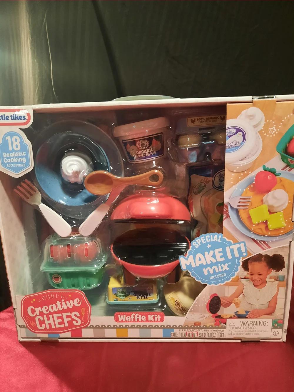 Creative Chefs Red Waffle Kit With 18 Realistic Cooking Accessories